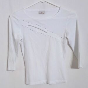 White Women's Top with Rhinestone Accents